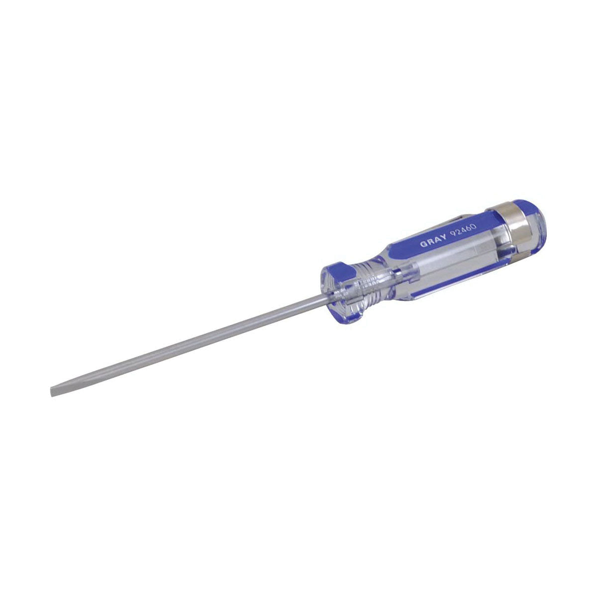Gray Tools 92460 Pocket Screwdriver With Clip, Slotted Point, 5-1/2 in OAL, Acetate Handle, Polished Chrome