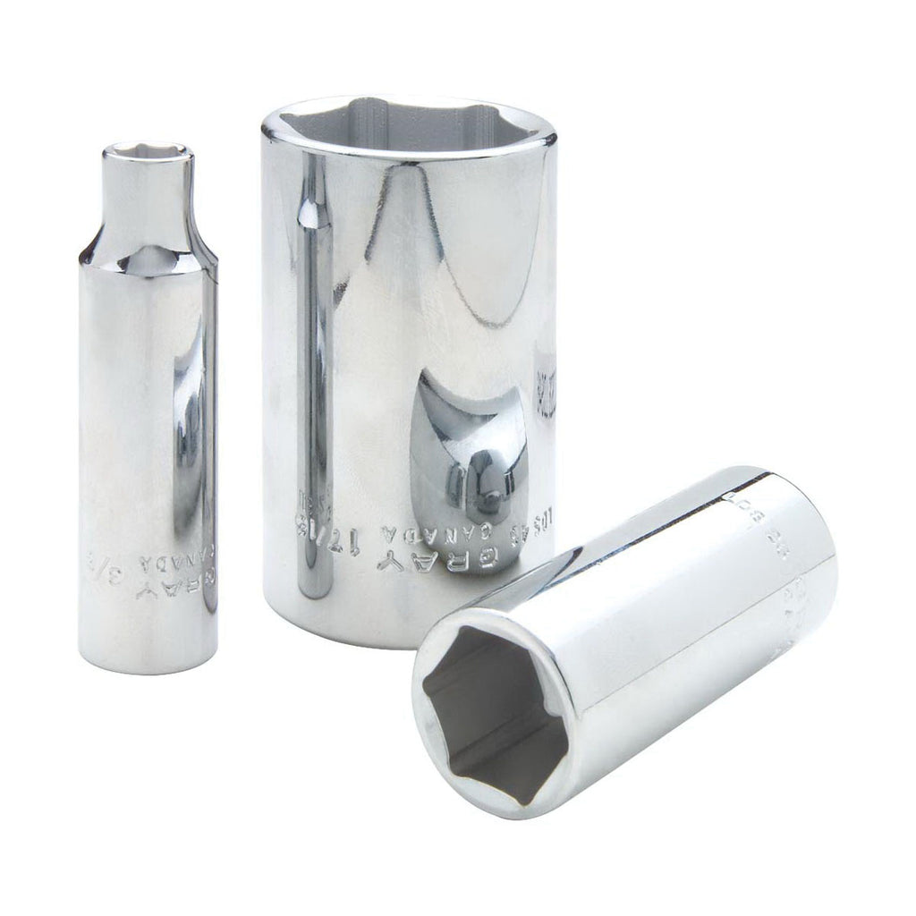 Gray Tools LDS12 Deep Socket, Imperial, 1/2 in, 3/8 in Hex Socket, 6 Points