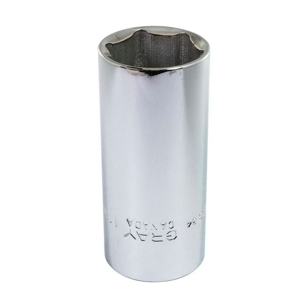 Gray Tools LDS34 Deep Socket, Imperial, 1/2 in, 1-1/16 in Hex Socket, 6 Points