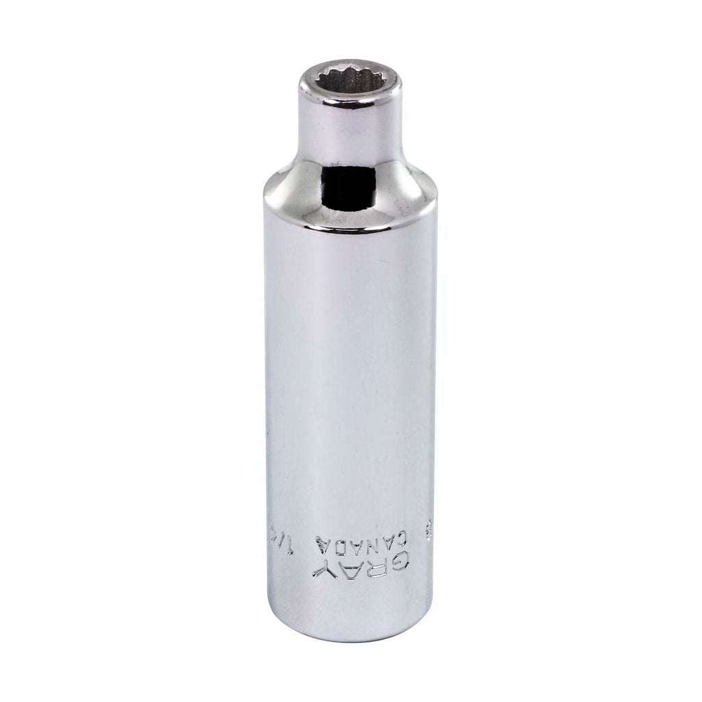 Gray Tools LT8 Deep Socket, Imperial, 3/8 in, 1/4 in Hex Socket, 12 Points