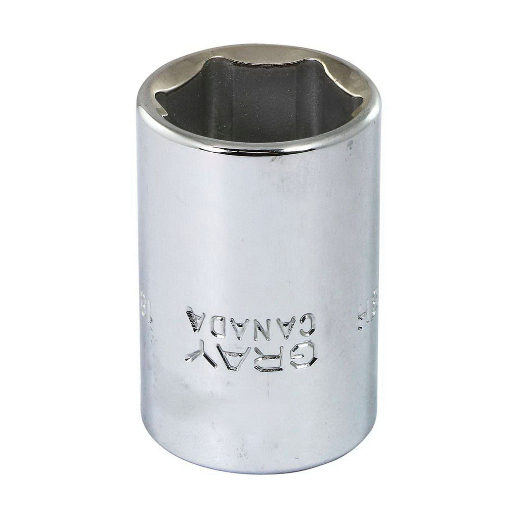 Gray Tools M1218H Standard Socket, Metric, 1/2 in, 18 mm Hex Socket, 6 Points