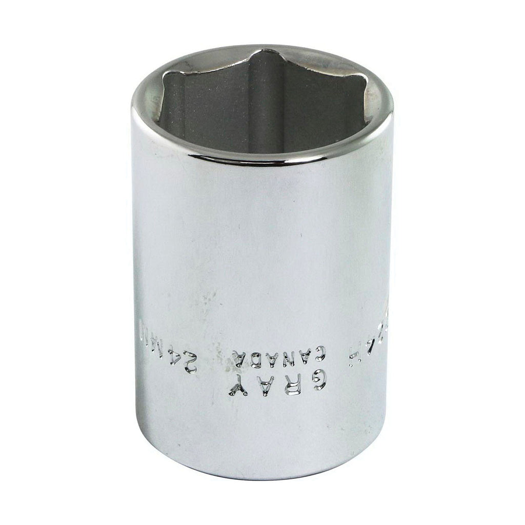 Gray Tools M1224H Standard Socket, Metric, 1/2 in, 24 mm Hex Socket, 6 Points