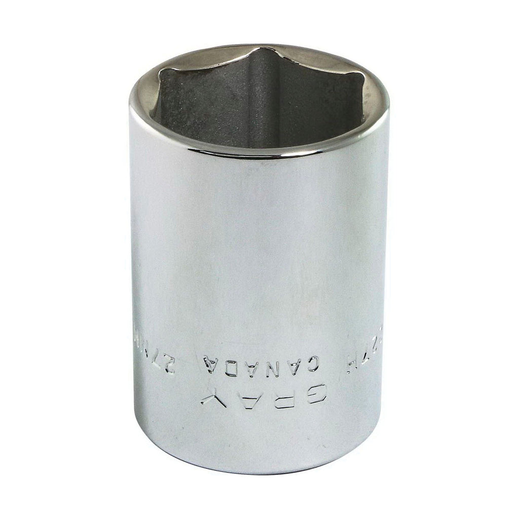 Gray Tools M1227H Standard Socket, Metric, 1/2 in, 27 mm Hex Socket, 6 Points