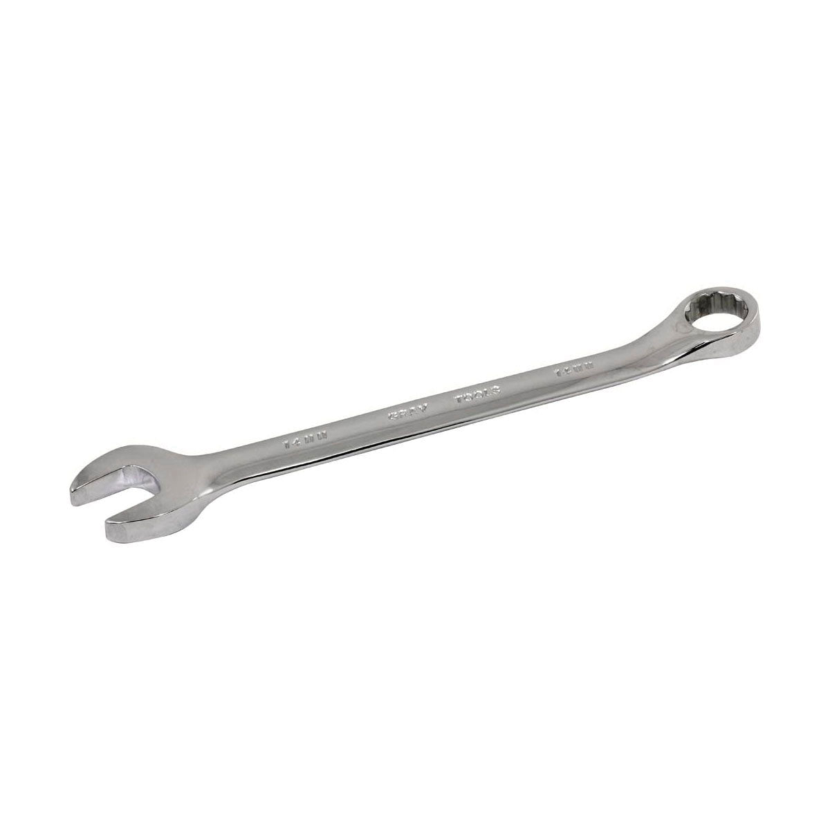 Gray Tools MC14 Combination Wrench, Metric, 14 mm, 12 Points, 15 deg Offset, 191 mm OAL, Polished Chrome, ANSI B107.9