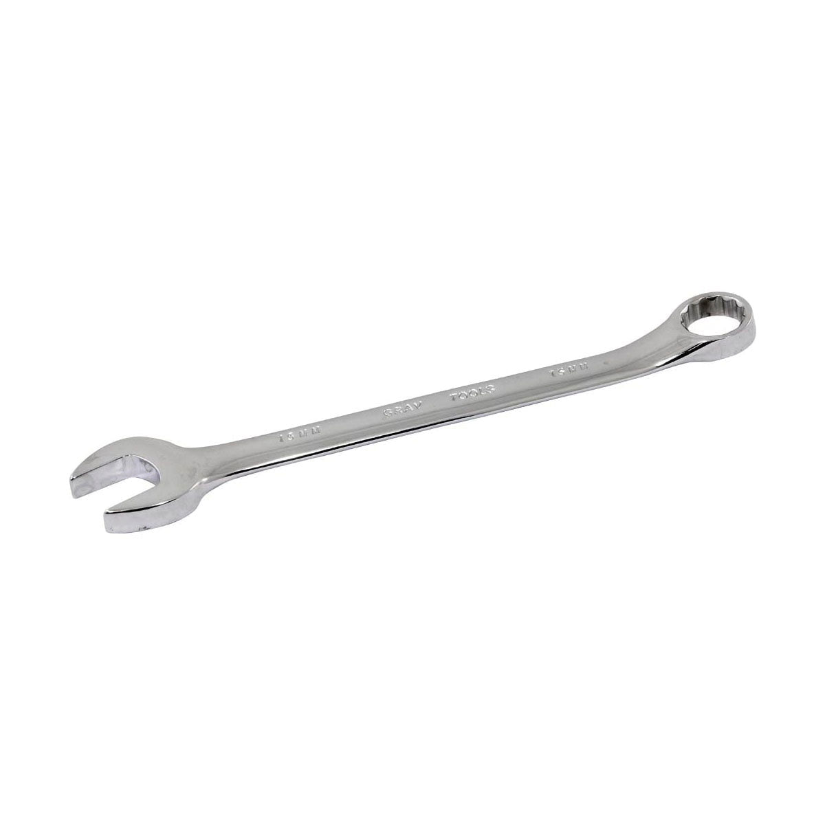 Gray Tools MC15 Combination Wrench, Metric, 15 mm, 12 Points, 15 deg Offset, 191 mm OAL, Polished Chrome, ANSI B107.9