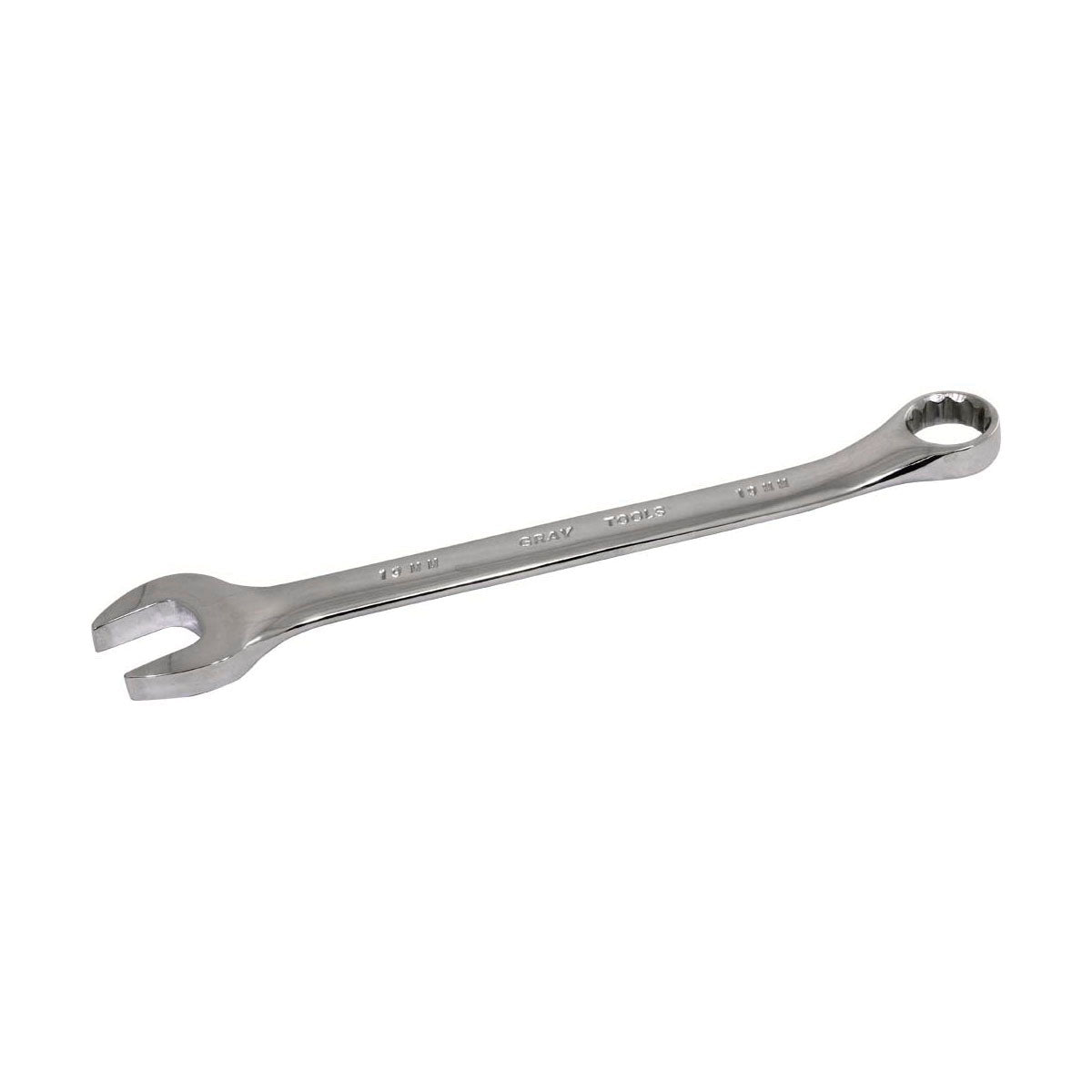 Gray Tools MC19 Combination Wrench, Metric, 19 mm, 12 Points, 15 deg Offset, 248 mm OAL, Mirror Chrome, ANSI B107.6