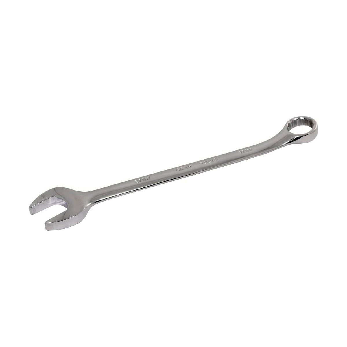 Gray Tools MC21 Combination Wrench, Metric, 21 mm, 12 Points, 15 deg Offset, 270 mm OAL, Polished Chrome, ANSI B107.9
