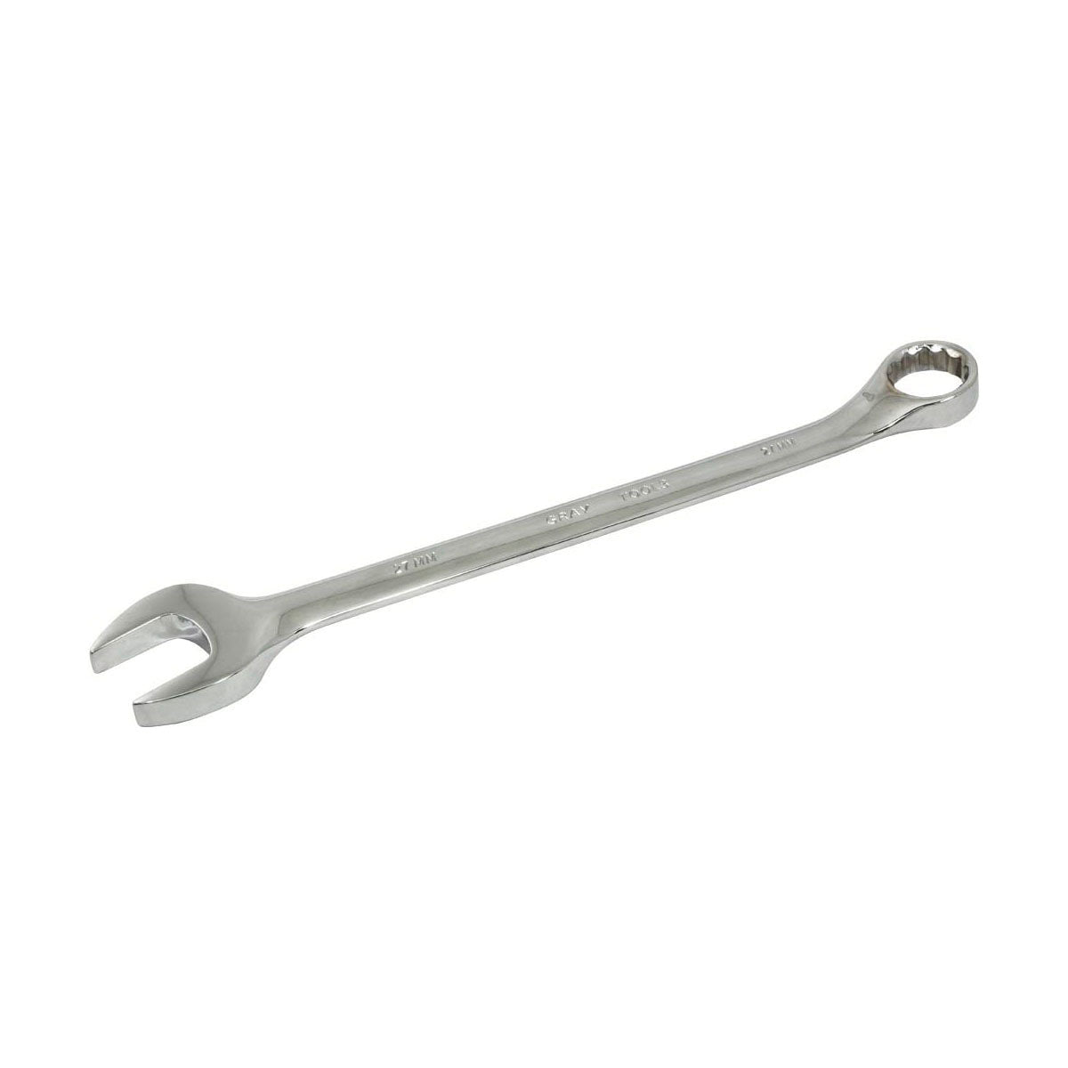 Gray Tools MC27 Combination Wrench, Metric, 27 mm, 12 Points, 15 deg Offset, 359 mm OAL, Polished Chrome, ANSI B107.9