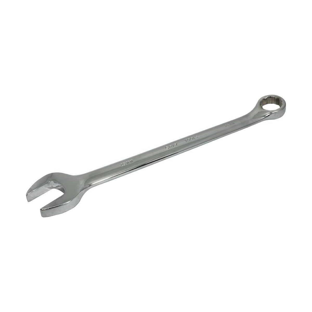 Gray Tools MC28 Combination Wrench, Metric, 28 mm, 12 Points, 15 deg Offset, 391 mm OAL, Polished Chrome, ANSI B107.9