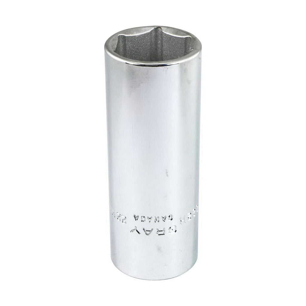 Gray Tools MD1222H Deep Socket, Metric, 1/2 in, 22 mm Hex Socket, 6 Points