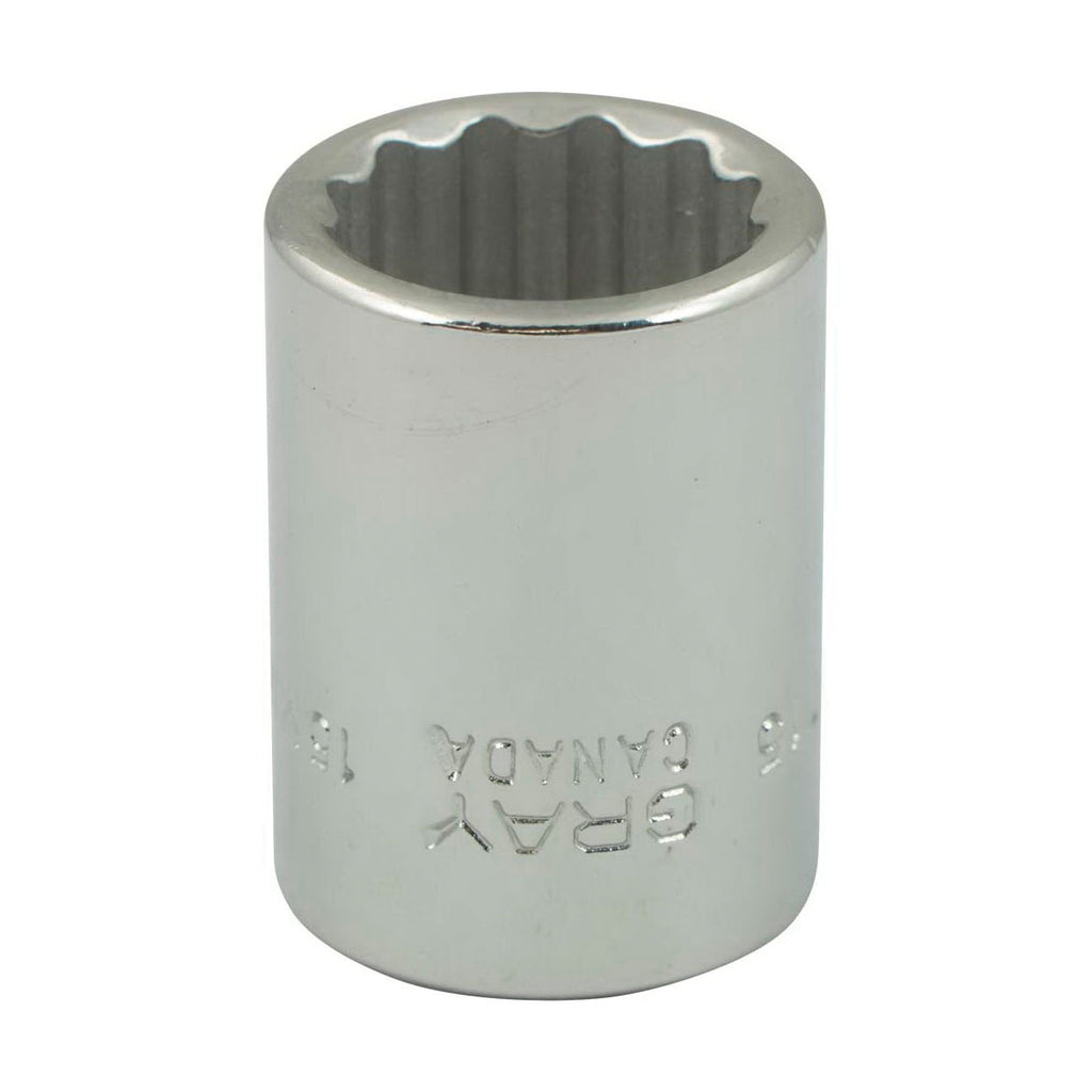 Gray Tools MT15 Standard Socket, Metric, 3/8 in, 15 mm Hex Socket, 12 Points