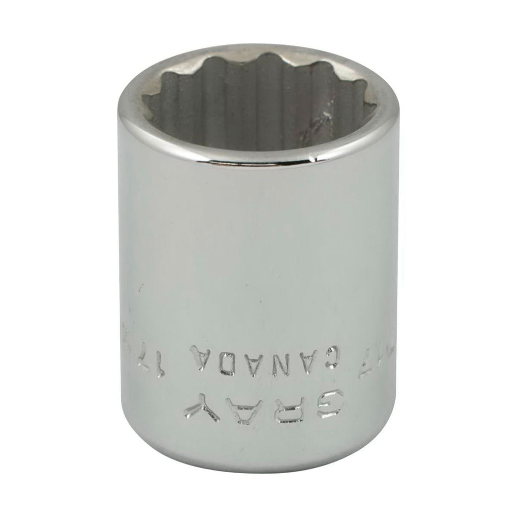 Gray Tools MT17 Standard Socket, Metric, 3/8 in, 17 mm Hex Socket, 12 Points