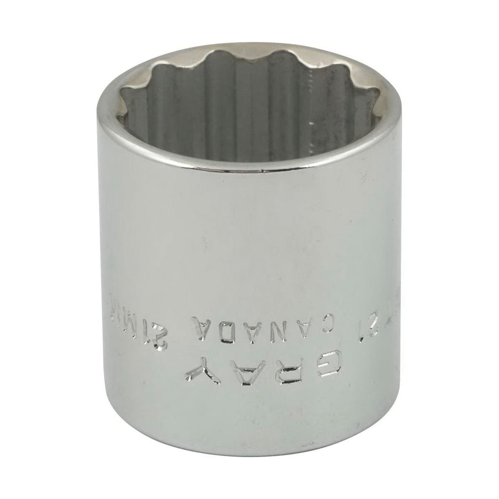 Gray Tools MT21 Standard Socket, Metric, 3/8 in, 21 mm Hex Socket, 12 Points