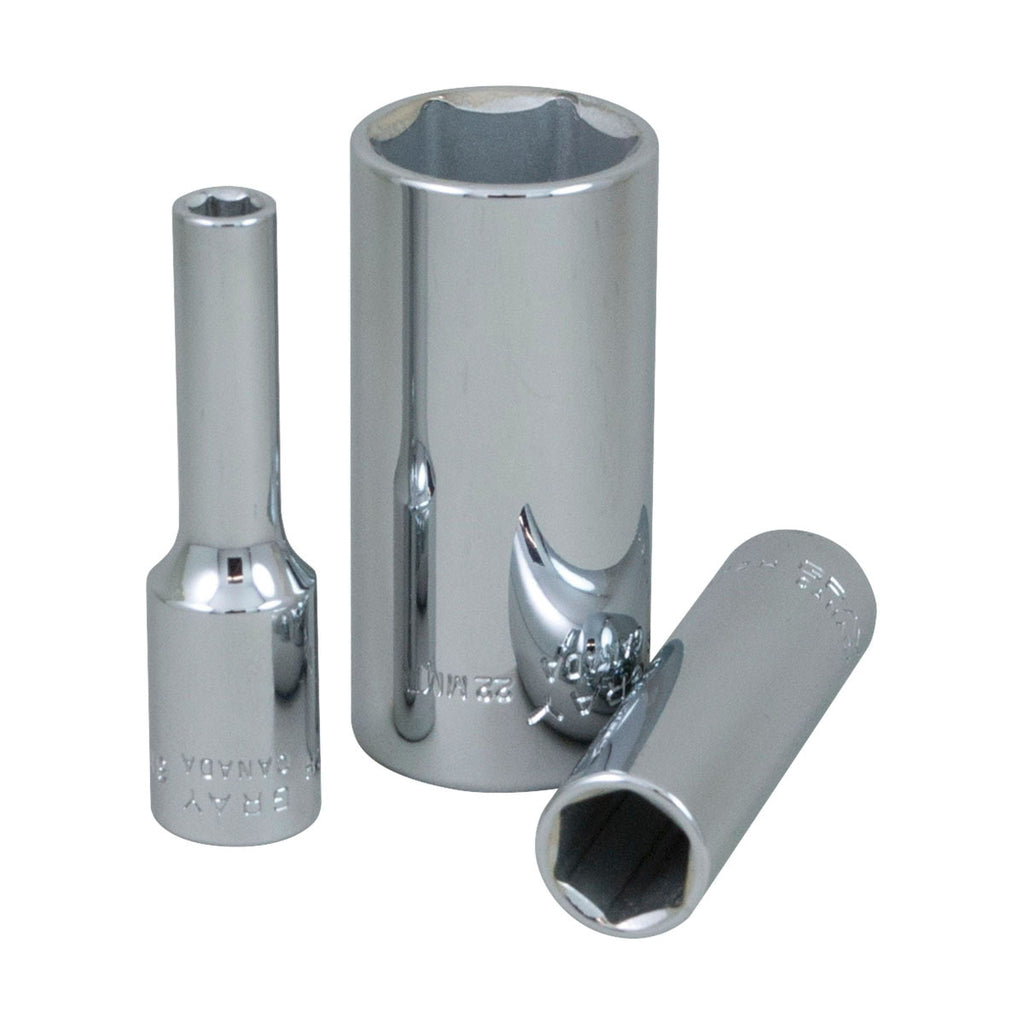 Gray Tools MTL8H Deep Socket, Metric, 3/8 in, 8 mm Hex Socket, 6 Points