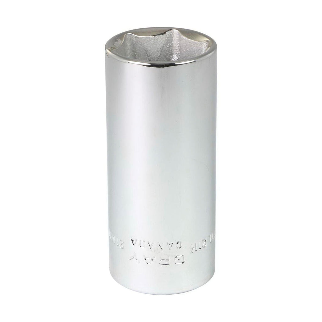 Gray Tools MTL21H Deep Socket, Metric, 3/8 in, 21 mm Hex Socket, 6 Points