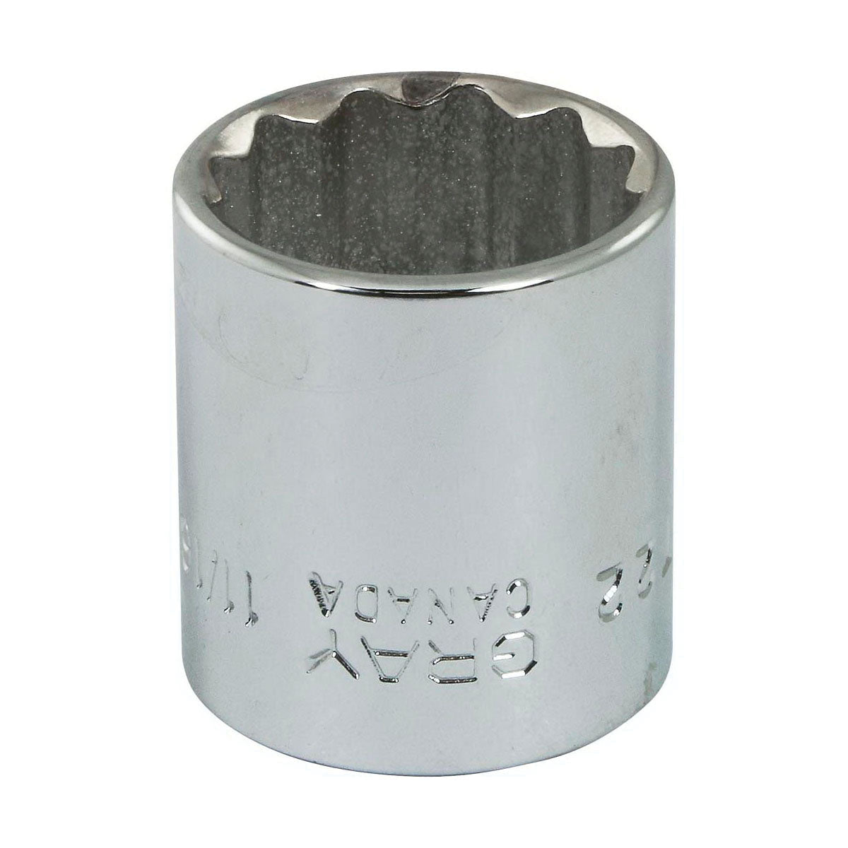 Gray Tools T22 Standard Socket, Imperial, 3/8 in, 11/16 in Hex Socket, 12 Points