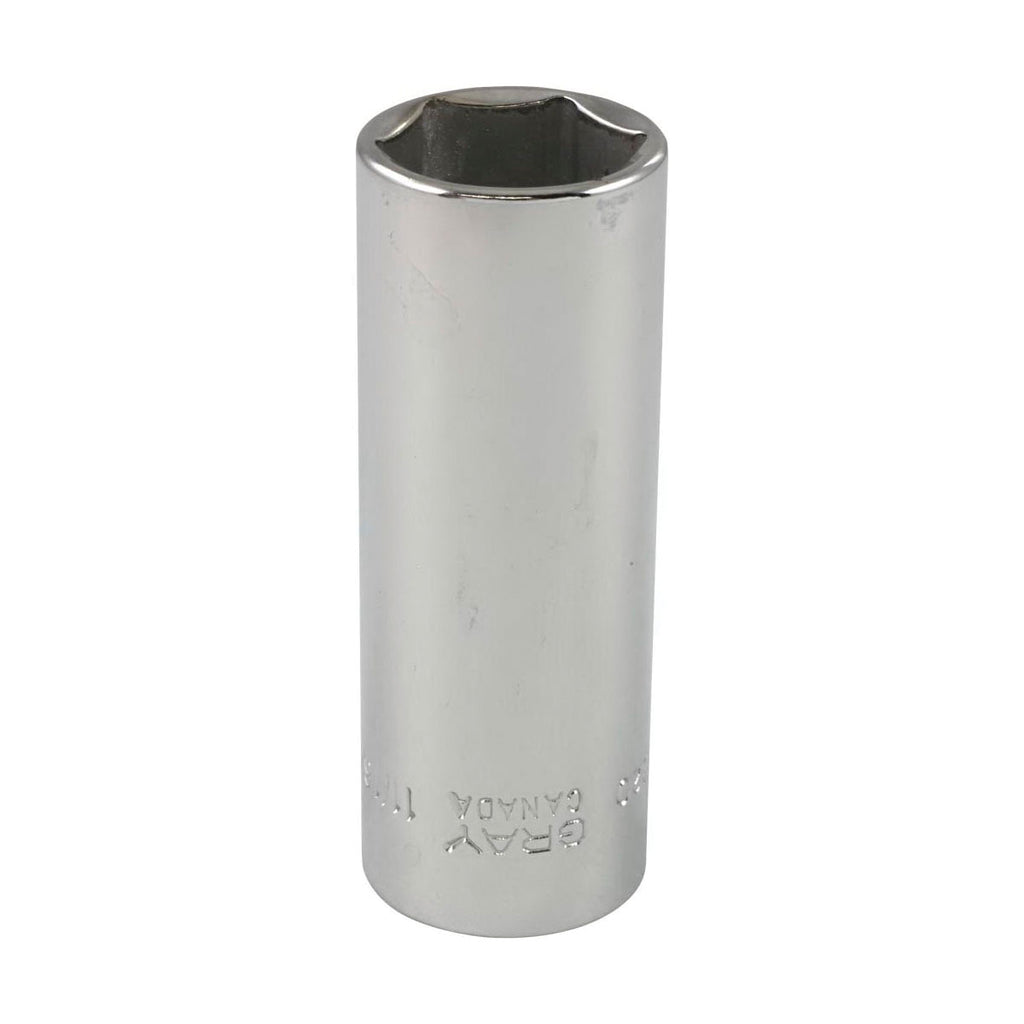 Gray Tools T220 Deep Socket, Imperial, 3/8 in, 11/16 in Hex Socket, 6 Points