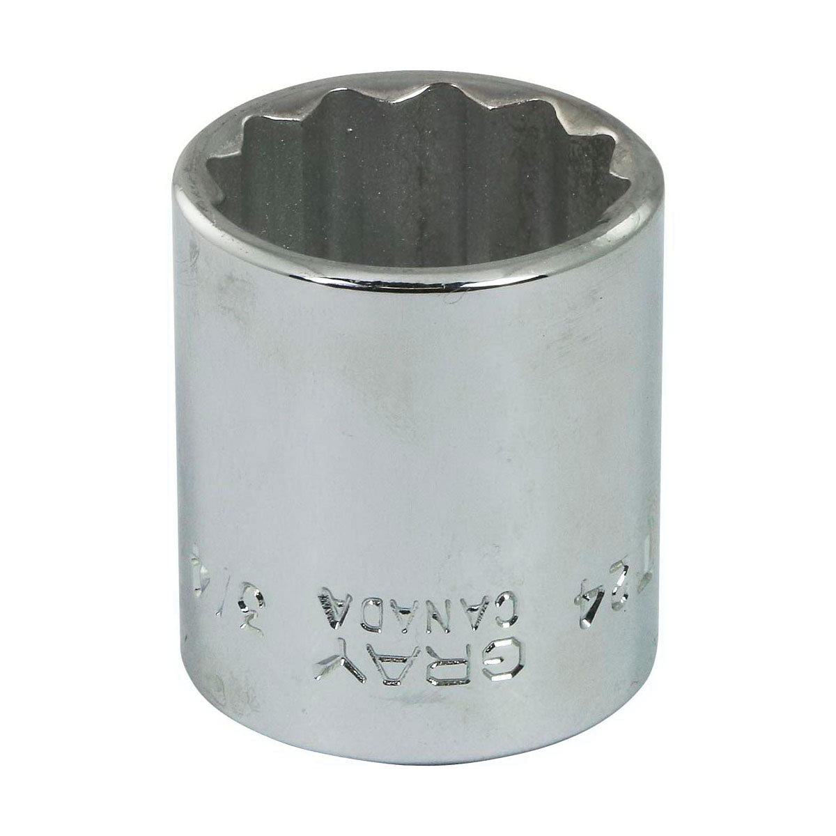 Gray Tools T24 Standard Socket, Imperial, 3/8 in, 3/4 in Hex Socket, 12 Points