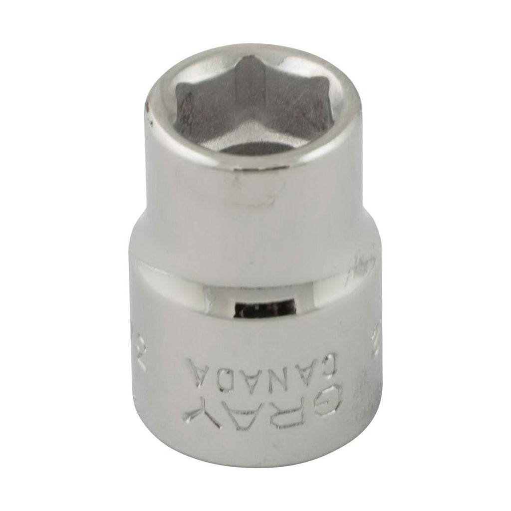 Gray Tools TH12 Standard Socket, Imperial, 3/8 in, 3/8 in Hex Socket, 6 Points