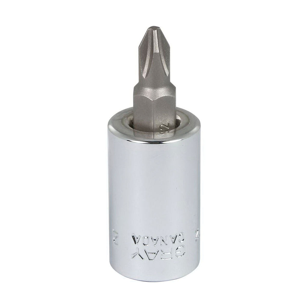 Gray Tools TP2 Standard Socket Driver Bit, 3/8 in Drive, #2, 3/4 in L Bit