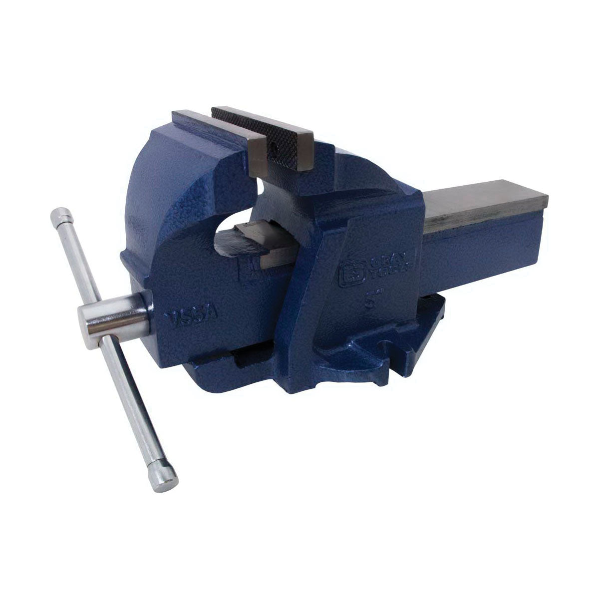 Gray Tools VS5A Mechanic's Bench Vise, Serrated Jaw, 5-1/3 in Jaw Opening, 5 in W Cast Ductile Iron Jaw, 3-1/3 in D Throat