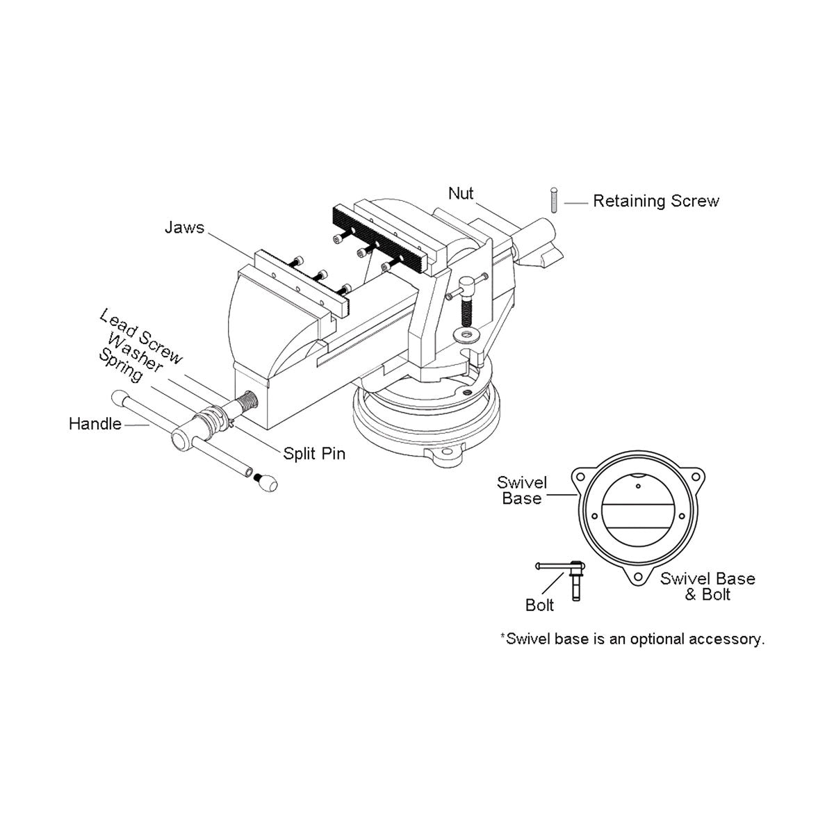 Gray Tools VS5A Mechanic's Bench Vise, Serrated Jaw, 5-1/3 in Jaw Opening, 5 in W Cast Ductile Iron Jaw, 3-1/3 in D Throat