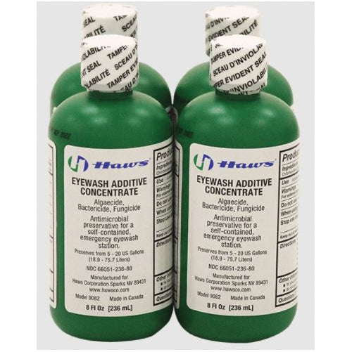 Haws® 9082 Sterile Eyewash Water Additive, 8 oz Bottle, For Use With Portable Eyewash Station, FDA Approved