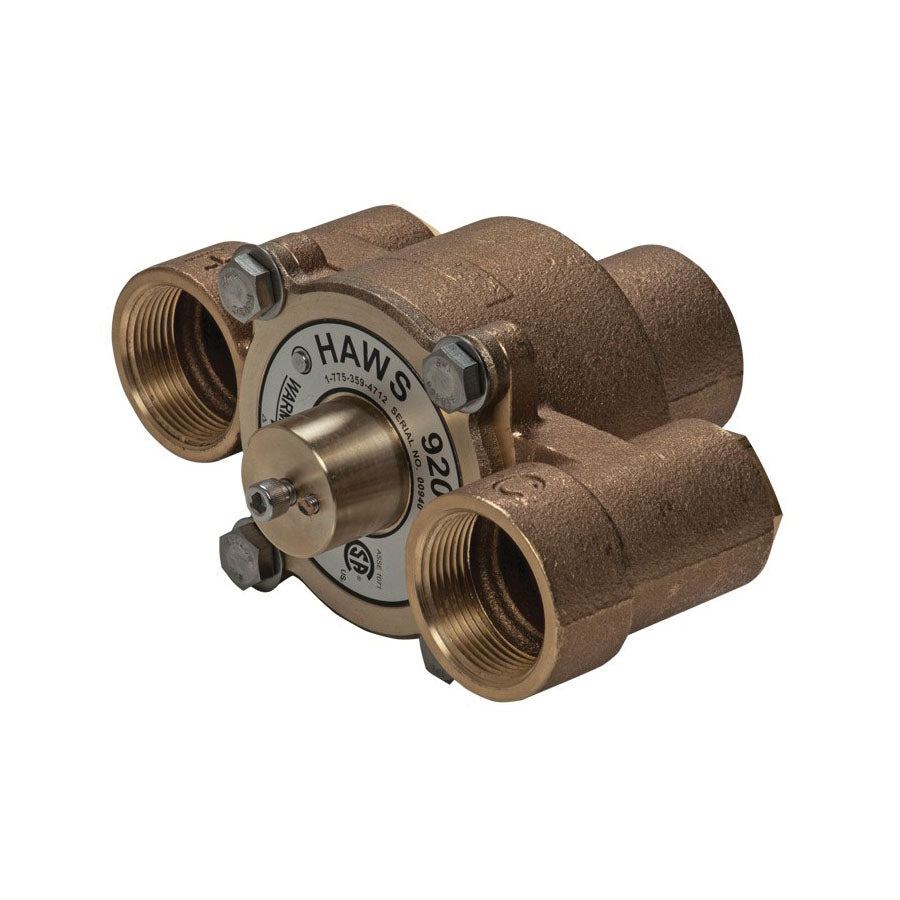 Haws® AXION® 9201E Emergency Tempering Thermostatic Mixing Valve, 1/4 in Nominal, FNPT End Style, 125 psi Pressure, 1 to 31 gpm Flow, Brass Body