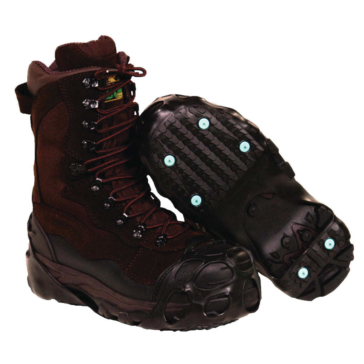 ICETRED™ 10710 XL Full Sole Traction Device, Unisex, XL, Rubber/Tungsten Carbide, Black/Green, For Use With 10 Size Boot and Felt Pac Boot, Up or 13.5 to 15 Size Standard Footwear and Oversized Work Footwear