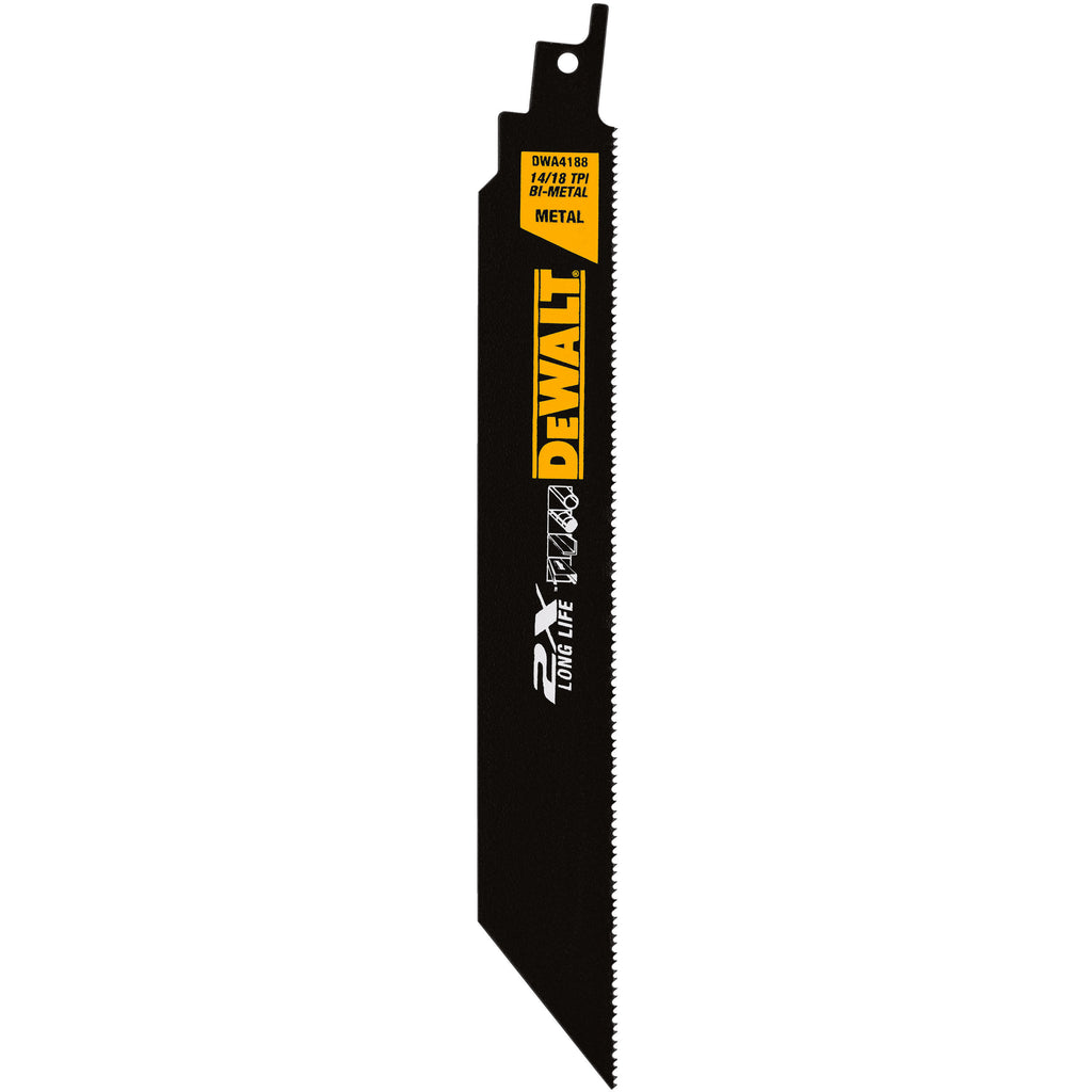 DeWALT® DWA4188 Straight Reciprocating Saw Blade, 8 in L x 1 in W, 14/18, Bi-Metal Body, Universal Tang