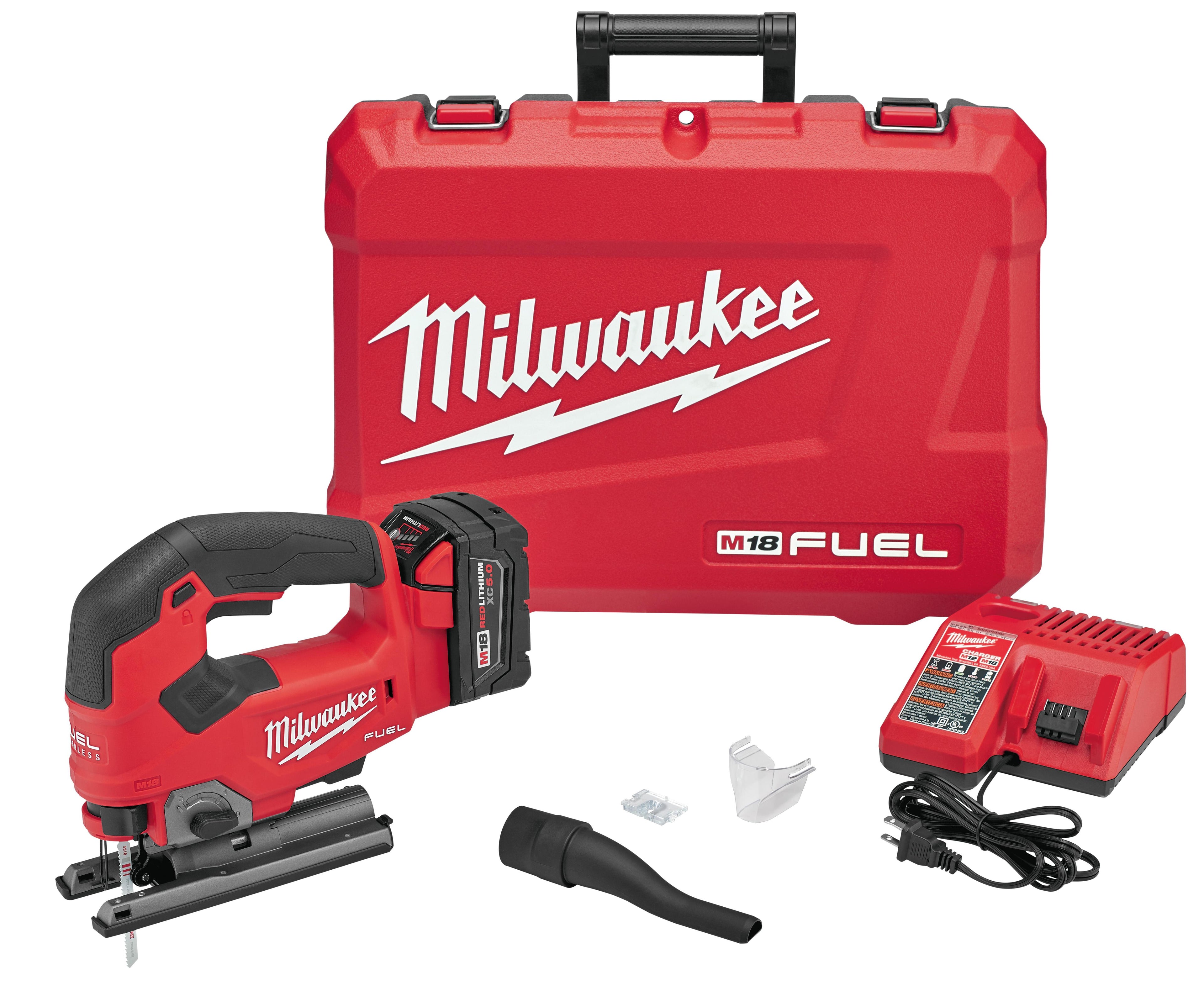 Milwaukee® M18™ FUEL™ 2737-21 Cordless Jig Saw Kit, 18 V DC, For Blade Shank: T-Shank, 9.13 in OAL, Li-Ion Battery