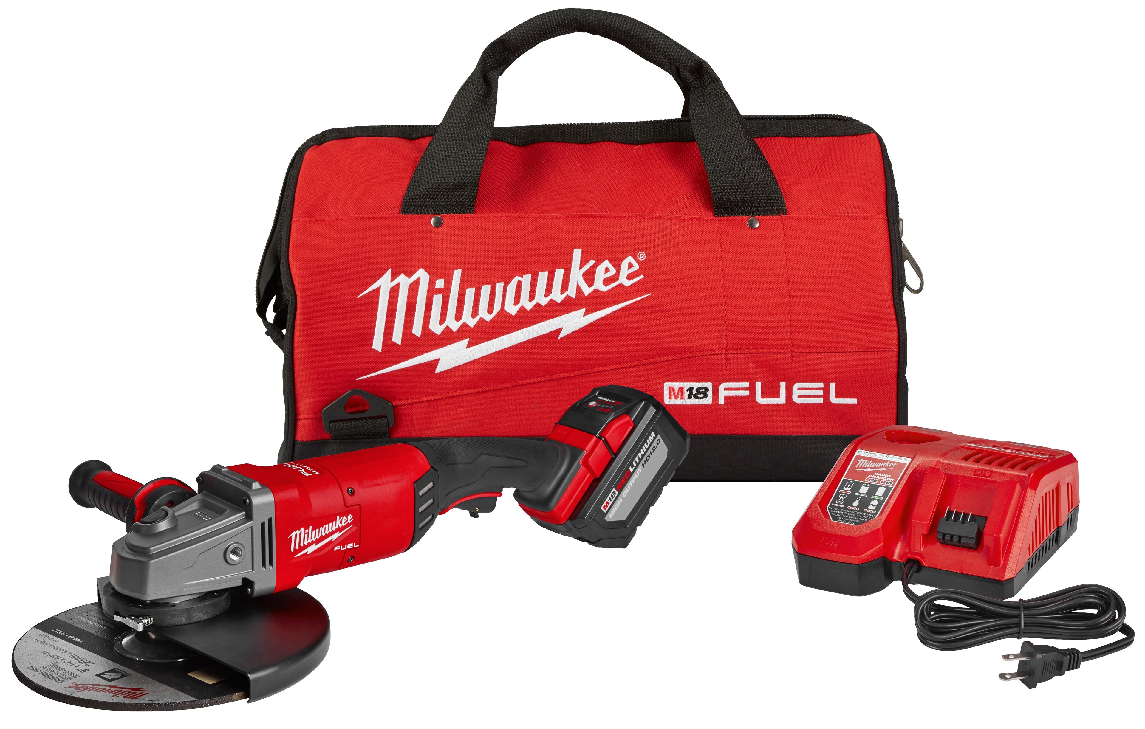 Milwaukee® 2785-21HD Large Cordless Angle Grinder Kit, 7 in, 9 in Dia Wheel, 5/8-11 Arbor/Shank, 18 V DC, Li-Ion Battery, 1 Battery, Trigger Switch
