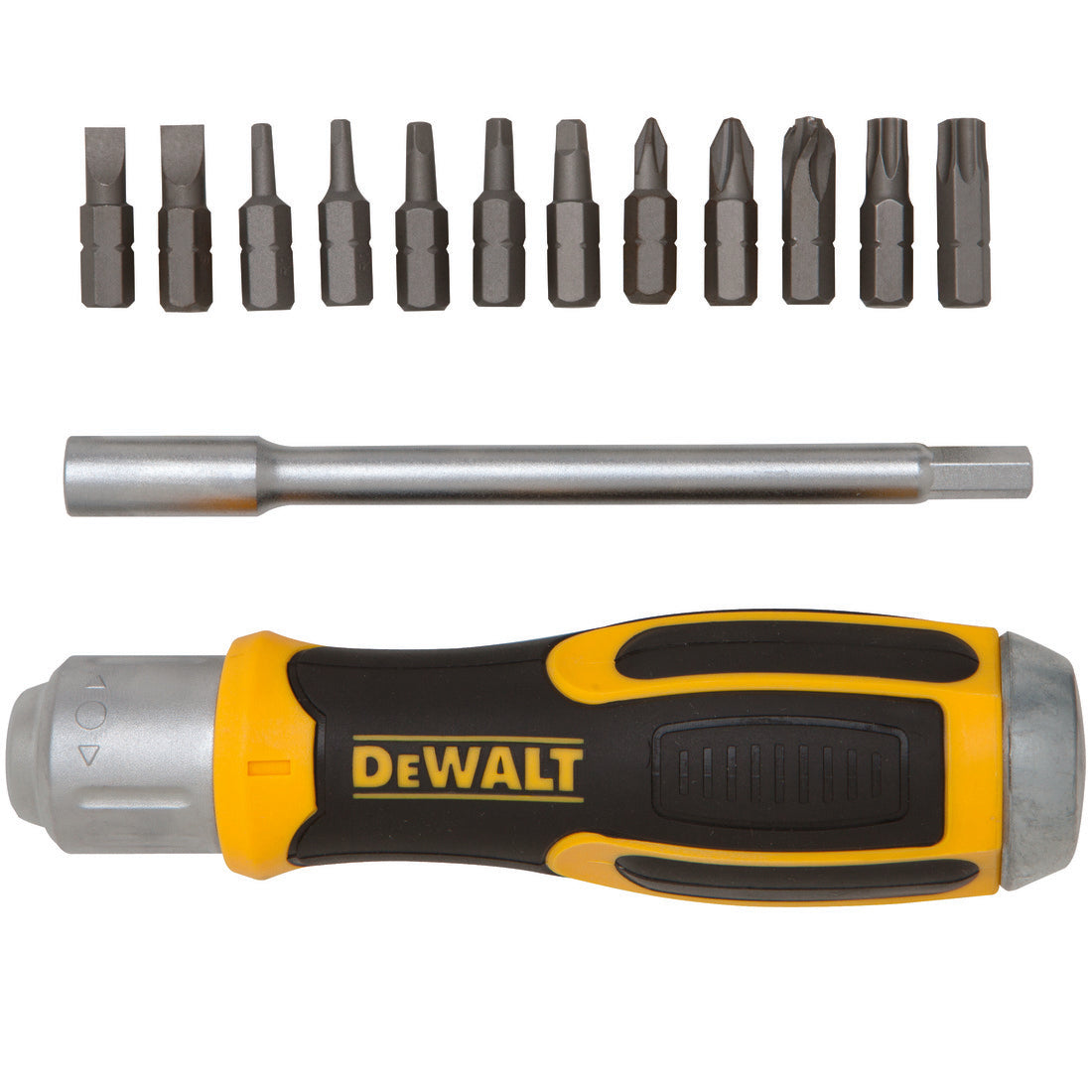 DeWALT® DWHT69233 Multi-Bit Ratcheting Multi-Bit Screwdriver, 13 Pieces, Comfort Grip Handle, Rubber