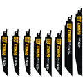 DeWALT® DWA4101 8-Piece Reciprocating Saw Blade Set, 1 in W, Bi-Metal/High Speed Steel Body, Universal/Toothed Edge Tang