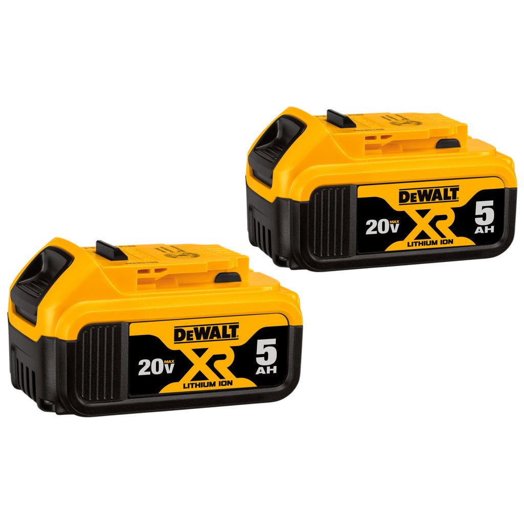 DeWALT® 20V MAX* DCB205-2 Premium Battery Pack, 5 Ah Li-Ion Battery, 20 V DC Charge, For Use With Entire Line of DEWALT 20 V Max Tools