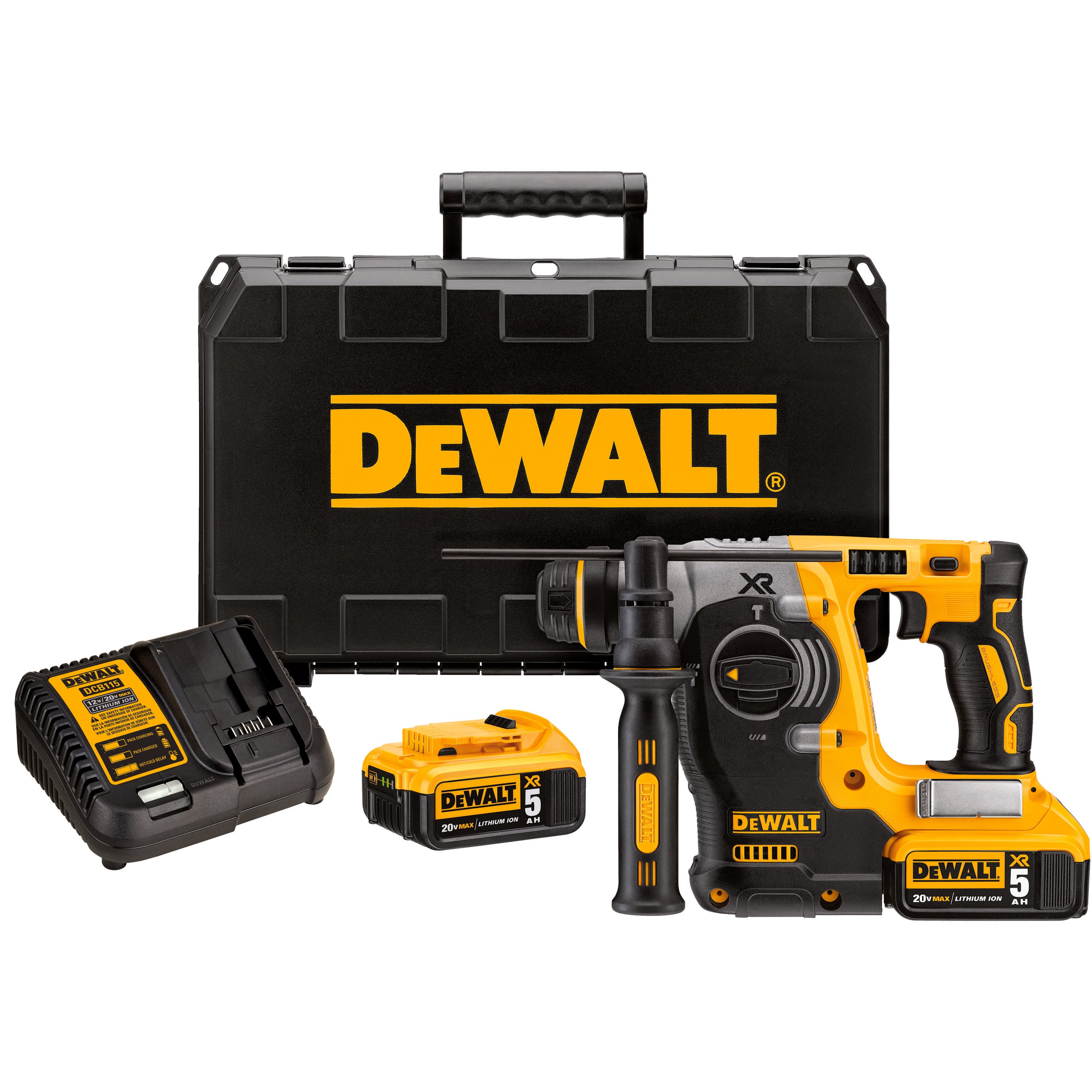 DeWALT® 20V MAX* DCH273P2 XR™ High Performance Cordless Rotary Hammer Kit, 1 in SDS Plus® Chuck, 20 V AC, 0 to 1100 rpm No-Load, Li-Ion Battery