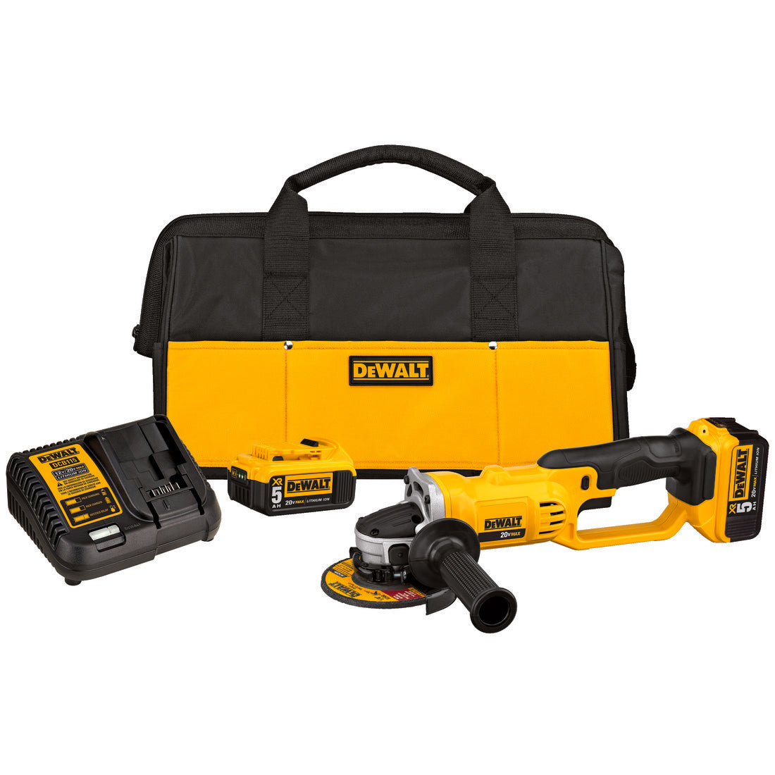 DeWALT® DCG412P2 Cordless Cut-Off Tool Kit, 4-1/2 in Dia Wheel, 5/8 in Arbor/Shank, 18 V DC, Li-Ion Battery, 2 Batteries, Trigger Switch
