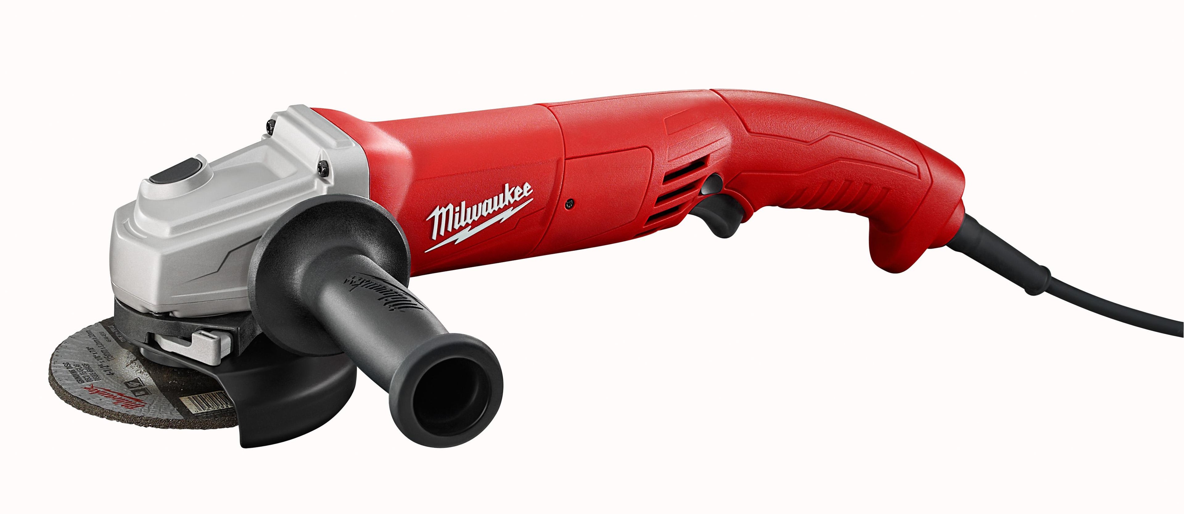 Milwaukee® 6121-30 Double Insulated Small Angle Grinder, 4-1/2 in Dia Wheel, 5/8-11 Arbor/Shank, 120 VAC, Black/Red/Silver
