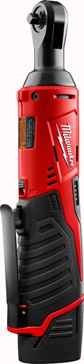 Milwaukee® M12™ 2456-21 Double Insulated Cordless Ratchet Kit, 1/4 in Drive, 30 ft-lb Torque, 250 rpm Speed, 12 V DC, Li-Ion Battery, 10-3/4 in OAL