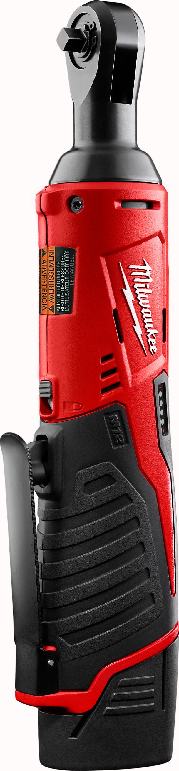 Milwaukee® M12™ 2456-21 Double Insulated Cordless Ratchet Kit, 1/4 in Drive, 30 ft-lb Torque, 250 rpm Speed, 12 V DC, Li-Ion Battery, 10-3/4 in OAL