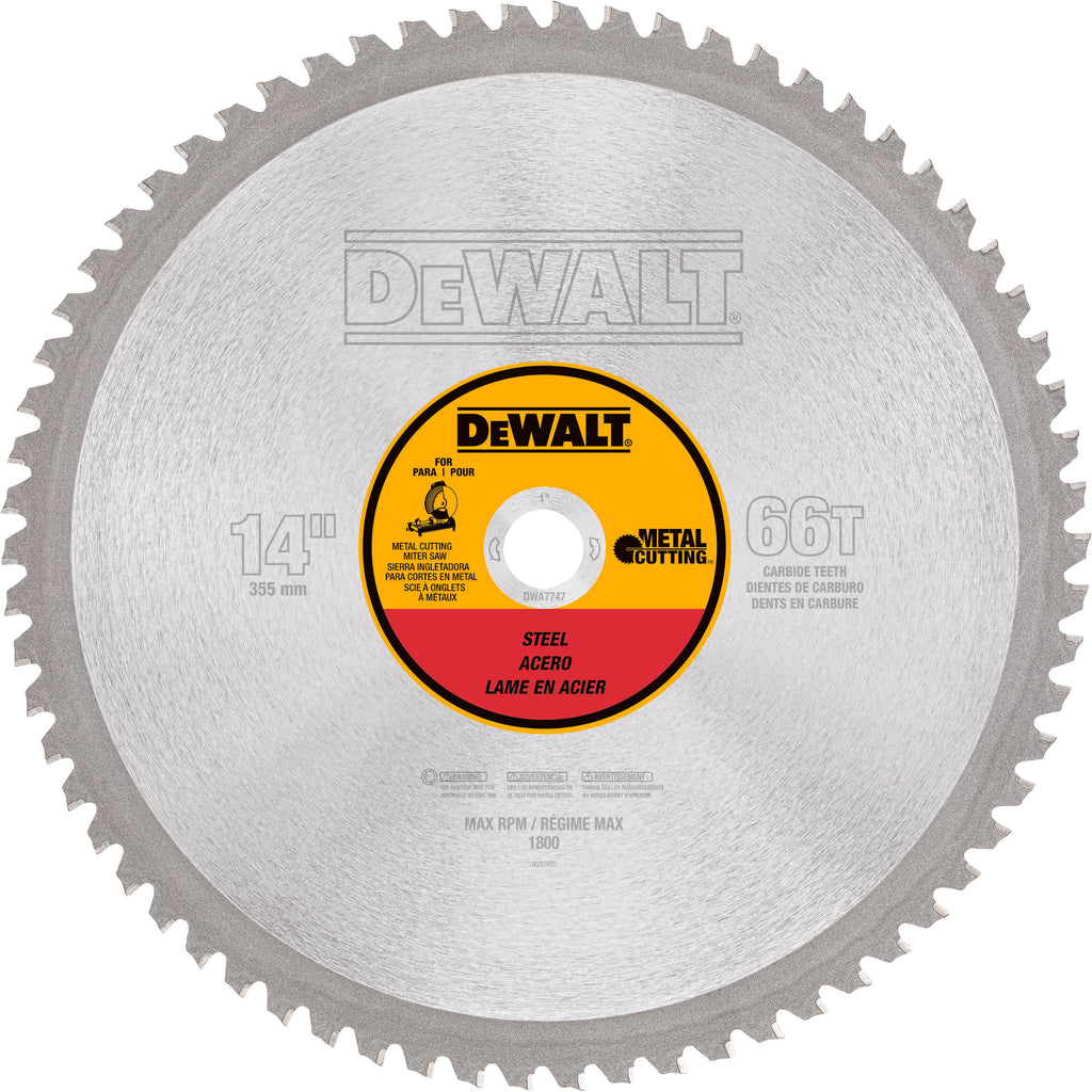 DeWALT® DWA7747 Circular Saw Blade, 14 in Dia x 0.076 in THK, 1 in Arbor, Steel Blade, 66 Teeth