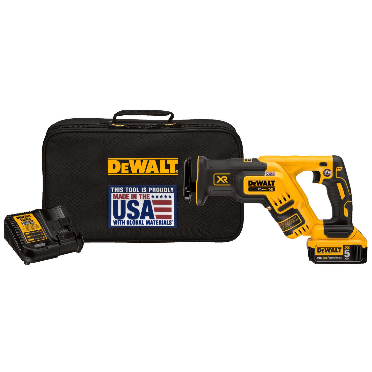 DeWALT® 20V MAX* DCS367P1 XR™ Brushless Cordless Reciprocating Saw Kit, 1-1/8 in L Stroke, 0 to 2900 spm, Straight Stroke, 20 V, 14-1/2 in OAL