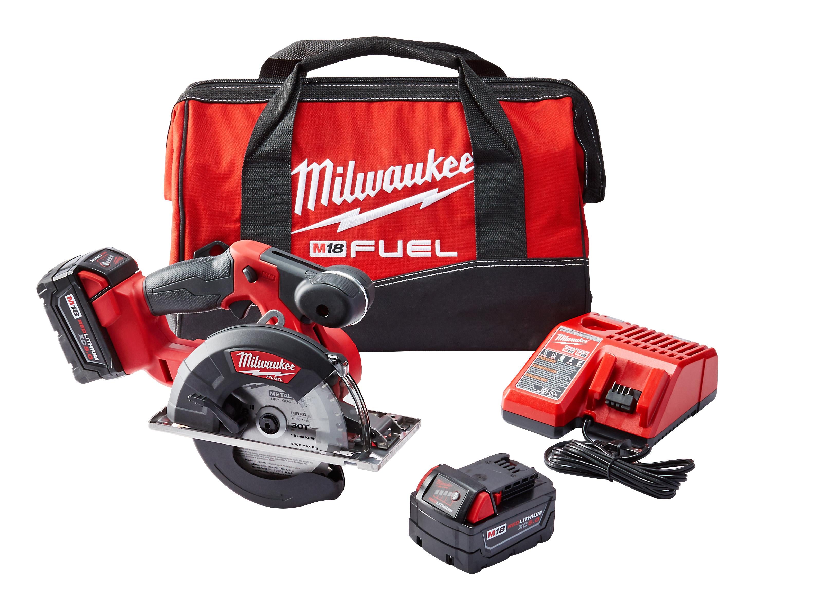 Milwaukee® 2782-22 Cordless Circular Saw Kit, 5-3/8 to 5-7/8 in Blade, 20 mm Arbor/Shank, 18 V DC, 2 in D Cutting, Li-Ion Battery, Right Blade Side