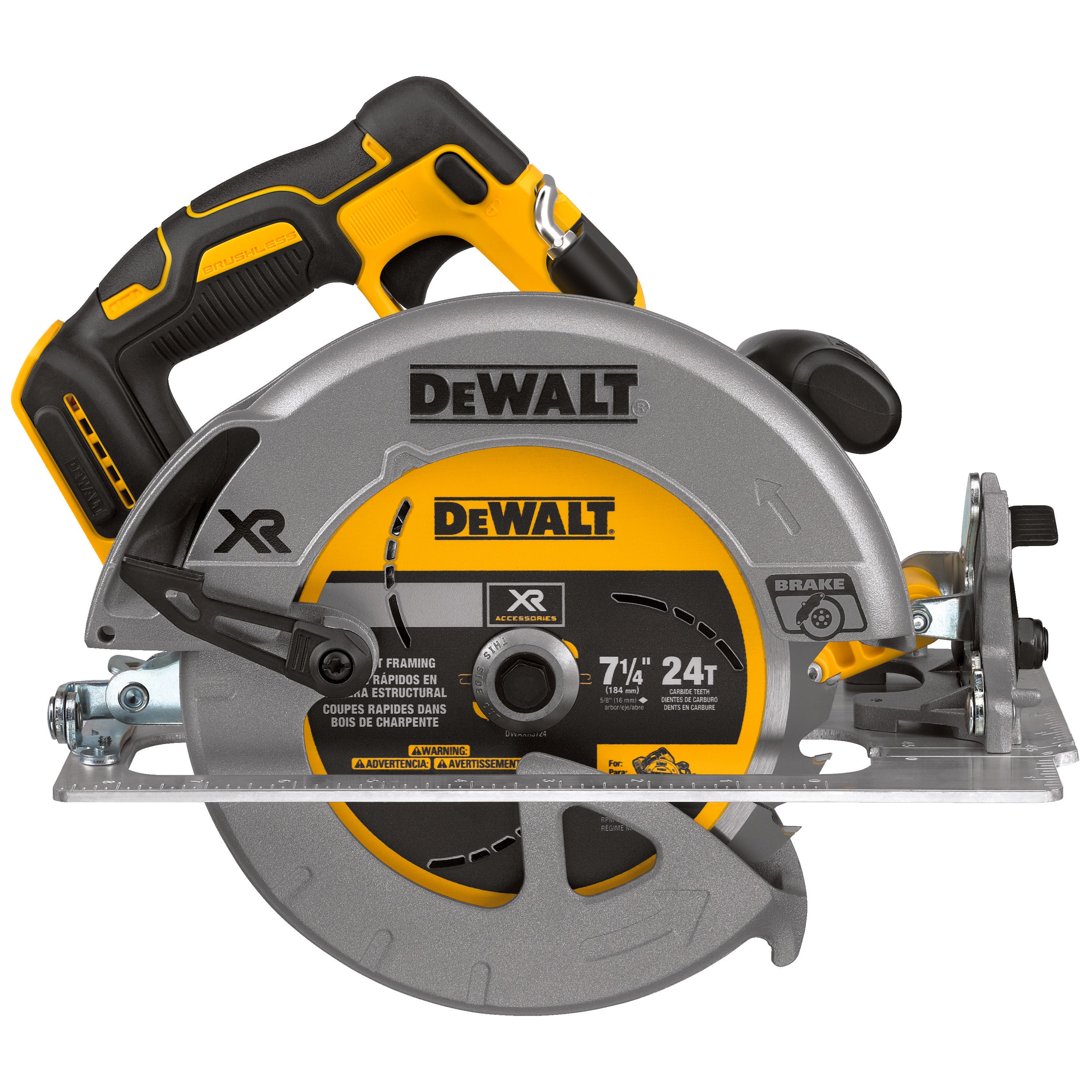 DeWALT® DCS570B Cordless Circular Saw With Electrical Brake, 7-1/4 in Blade, 5/8 in Arbor/Shank, 20 V DC, 2 in, 2-9/16 in D Cutting, Li-Ion Battery, Left Blade Side, Bare Tool