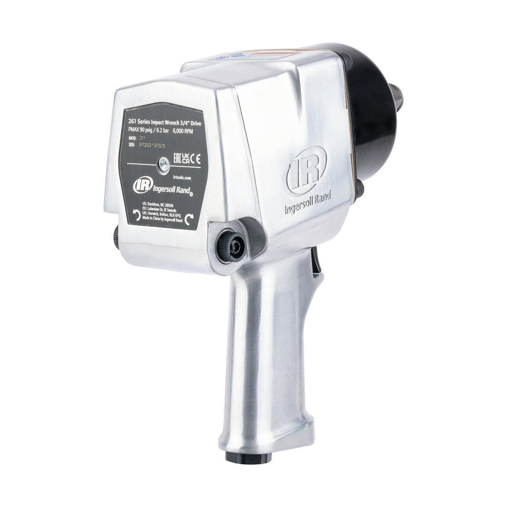 Ingersoll-Rand 261 Super Air Impact Wrench, 3/4 in Drive, 200 to 900 ft-lb Torque, 9.5 to 38 cfm Air Flow, 8-7/8 in OAL