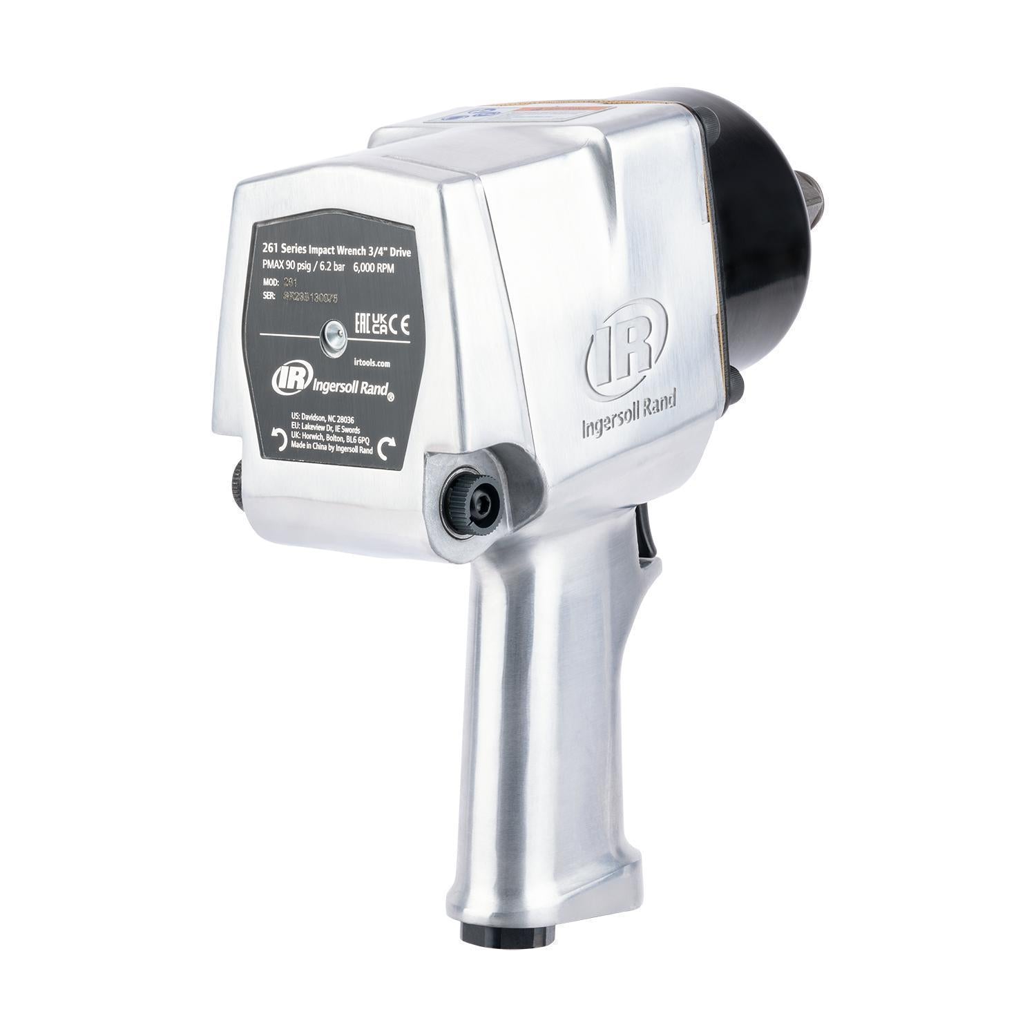 Ingersoll-Rand 261 Super Air Impact Wrench, 3/4 in Drive, 200 to 900 ft-lb Torque, 9.5 to 38 cfm Air Flow, 8-7/8 in OAL