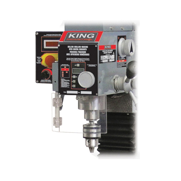 King Industrial KC-20VS-2 Milling Drilling Machine With Digital Readouts, 1 hp, 120 V AC, 7-1/16 x 27-1/2 in Table, 18-7/8 in Longitudinal Travel, Variable Speed Control, R8 Spindle