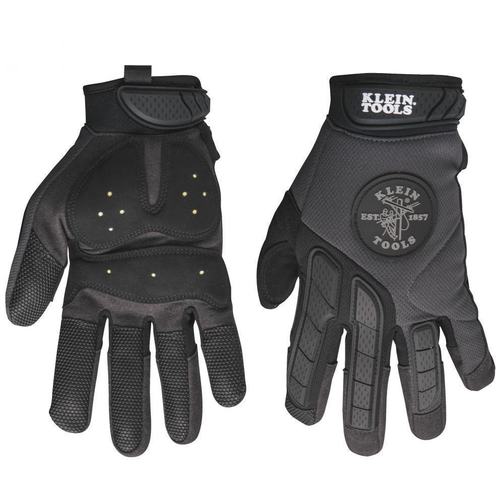 Klein® Journeyman™ Armortex® 40215 Breathable Grip Gloves, L, Synthetic Leather Palm, TPR, Black, Elastic Wrist Cuff, Foam/Tricot Lining