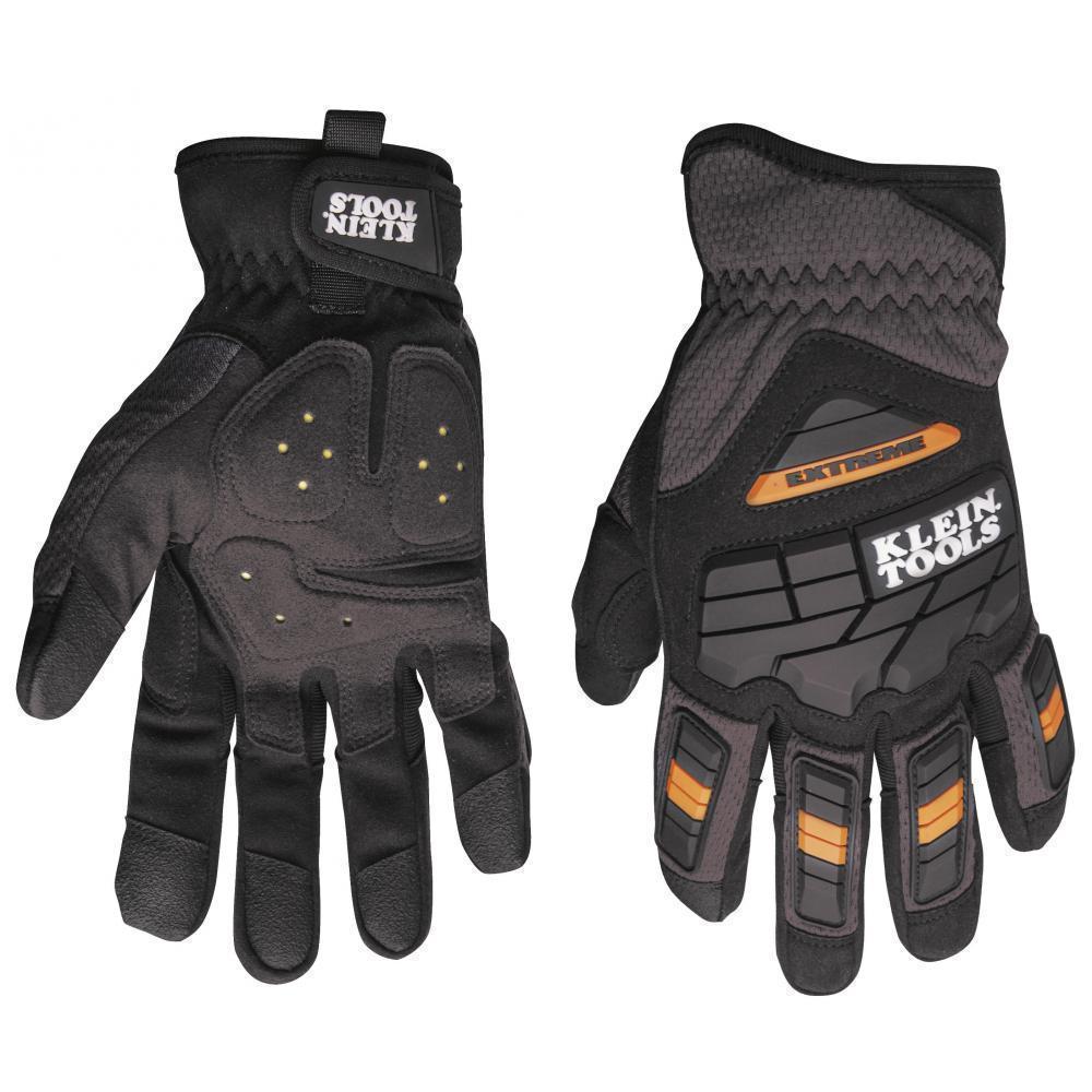 Klein® Journeyman™ 40217 Extreme Gloves, M, Synthetic Leather Palm, TPR, Black, Slip-On Cuff, Bright Coating, Foam/Tricot Lining