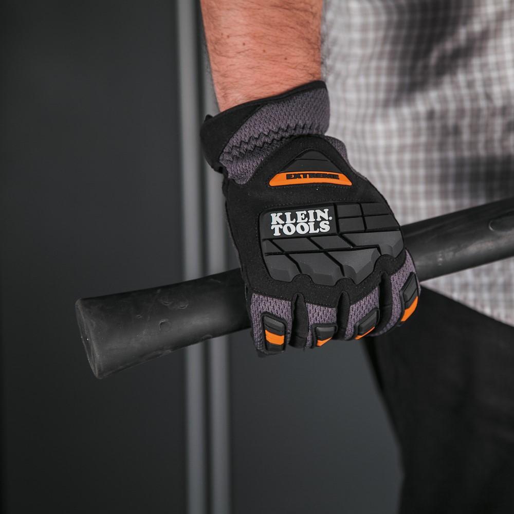 Klein® Journeyman™ 40217 Extreme Gloves, M, Synthetic Leather Palm, TPR, Black, Slip-On Cuff, Bright Coating, Foam/Tricot Lining